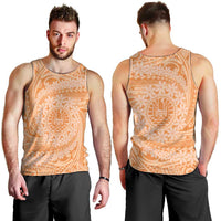 Tahitian Tiare Flower Men Tank Top Gold Polynesian Pattern