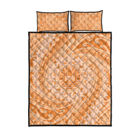 Tahitian Tiare Flower Quilt Bed Set Gold Polynesian Pattern