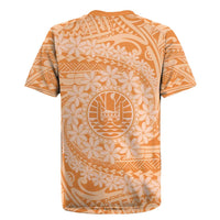 Tahitian Tiare Flower Rugby Jersey Gold Polynesian Pattern