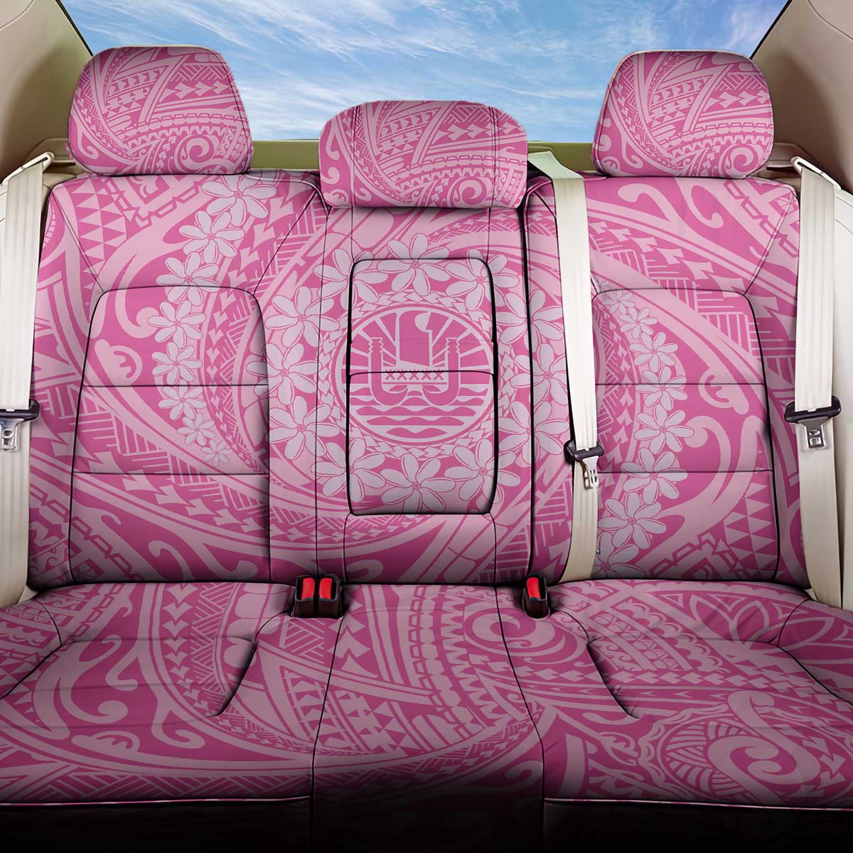 Tahitian Tiare Flower Back Car Seat Cover Pink Polynesian Pattern