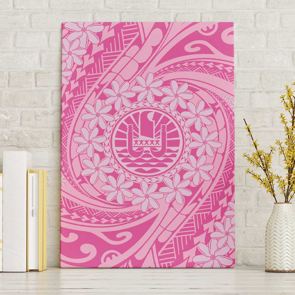 Tahitian Tiare Flower Canvas Wall Art Pink Polynesian Pattern