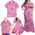 Tahitian Tiare Flower Family Matching Off Shoulder Maxi Dress and Hawaiian Shirt Pink Polynesian Pattern