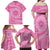 Tahitian Tiare Flower Family Matching Off Shoulder Maxi Dress and Hawaiian Shirt Pink Polynesian Pattern