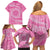 Tahitian Tiare Flower Family Matching Off Shoulder Short Dress and Hawaiian Shirt Pink Polynesian Pattern