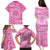 Tahitian Tiare Flower Family Matching Puletasi and Hawaiian Shirt Pink Polynesian Pattern