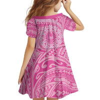Tahitian Tiare Flower Family Matching Short Sleeve Bodycon Dress and Hawaiian Shirt Pink Polynesian Pattern