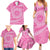 Tahitian Tiare Flower Family Matching Summer Maxi Dress and Hawaiian Shirt Pink Polynesian Pattern