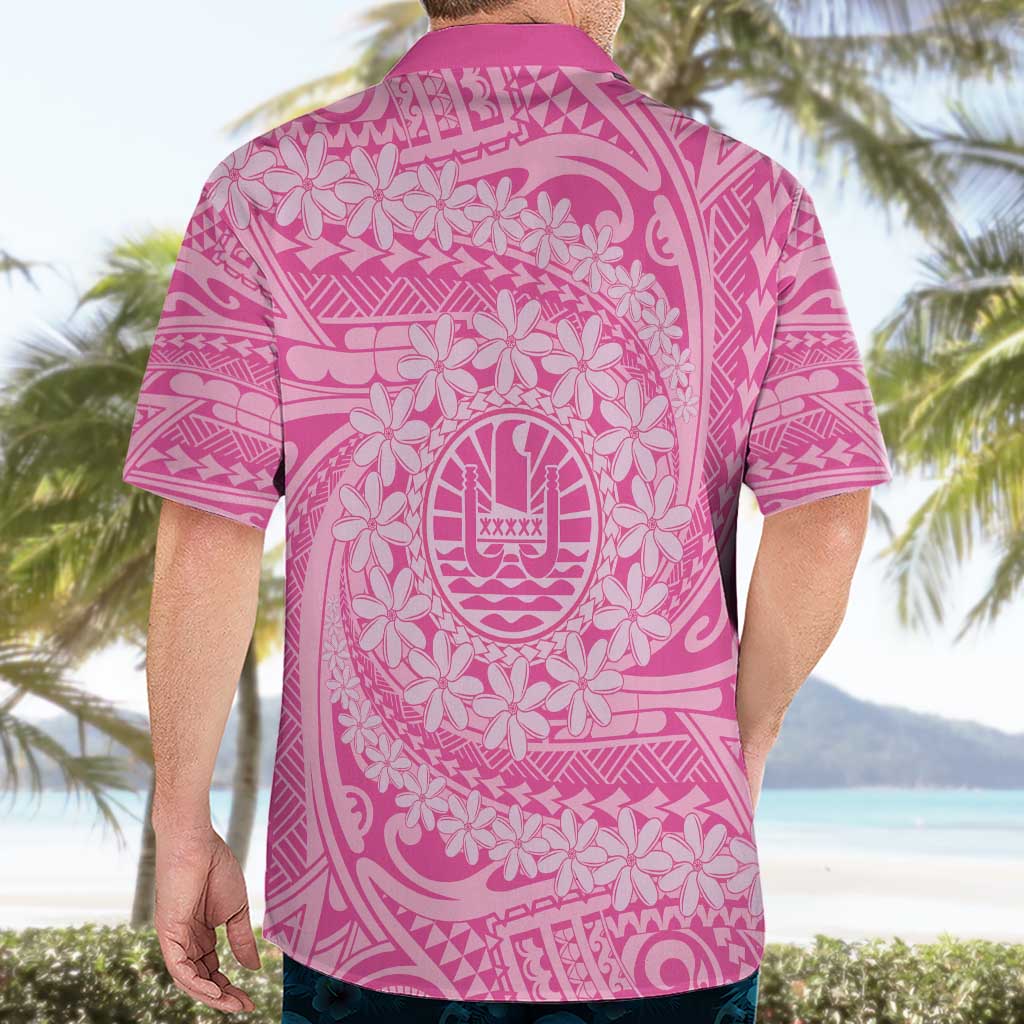 Tahitian Tiare Flower Hawaiian Shirt Pink Polynesian Pattern