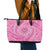 Tahitian Tiare Flower Leather Tote Bag Pink Polynesian Pattern