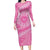 Tahitian Tiare Flower Long Sleeve Bodycon Dress Pink Polynesian Pattern