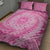 Tahitian Tiare Flower Quilt Bed Set Pink Polynesian Pattern