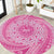 Tahitian Tiare Flower Round Carpet Pink Polynesian Pattern