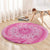 Tahitian Tiare Flower Round Carpet Pink Polynesian Pattern