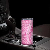 Tahitian Tiare Flower Skinny Tumbler Pink Polynesian Pattern