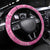 Tahitian Tiare Flower Steering Wheel Cover Pink Polynesian Pattern