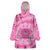 Tahitian Tiare Flower Wearable Blanket Hoodie Pink Polynesian Pattern