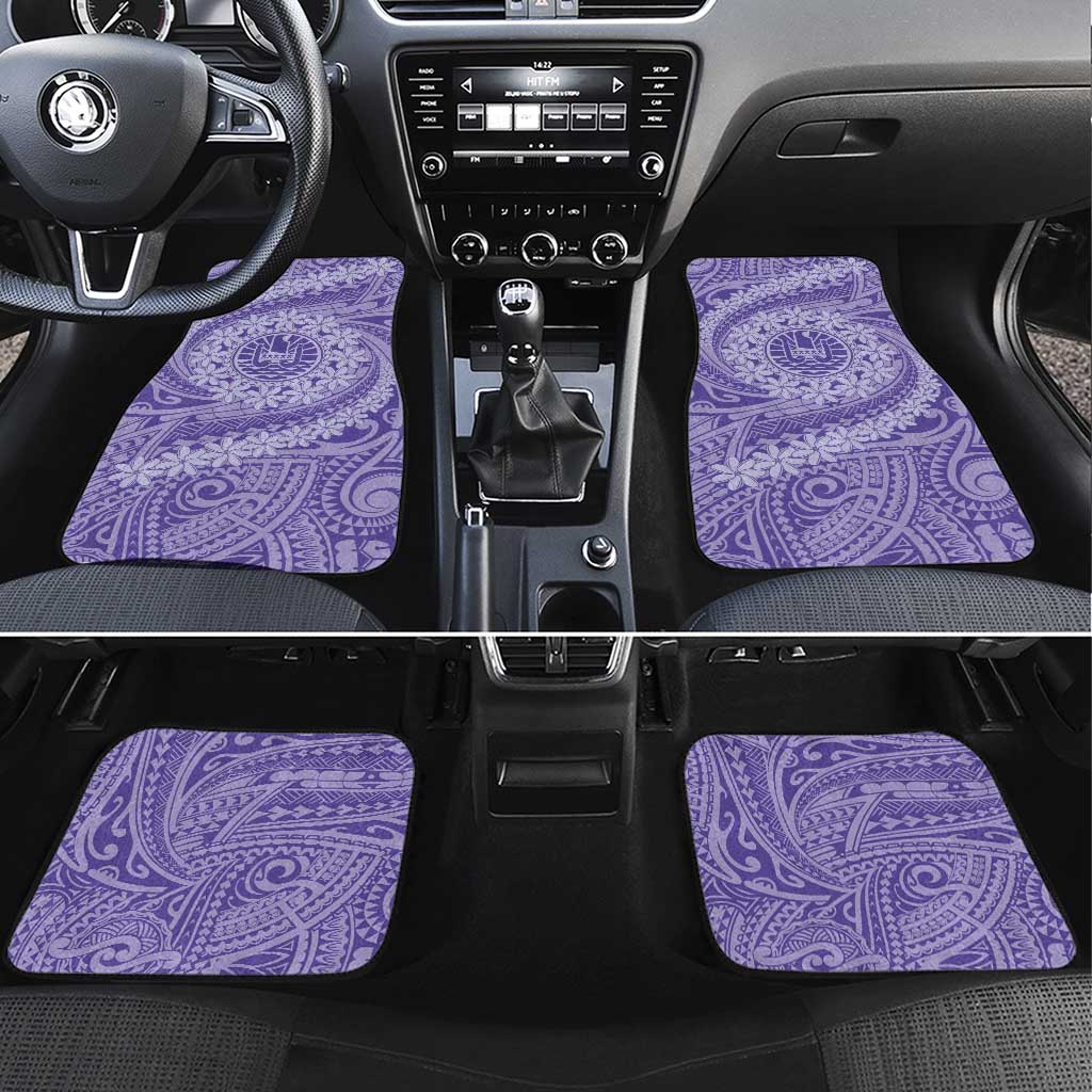 Tahitian Tiare Flower Car Mats Violet Polynesian Pattern