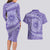 Tahitian Tiare Flower Couples Matching Long Sleeve Bodycon Dress and Hawaiian Shirt Violet Polynesian Pattern