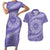 Tahitian Tiare Flower Couples Matching Short Sleeve Bodycon Dress and Hawaiian Shirt Violet Polynesian Pattern