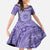 Tahitian Tiare Flower Family Matching Long Sleeve Bodycon Dress and Hawaiian Shirt Violet Polynesian Pattern