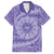 Tahitian Tiare Flower Family Matching Long Sleeve Bodycon Dress and Hawaiian Shirt Violet Polynesian Pattern