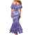 Tahitian Tiare Flower Family Matching Mermaid Dress and Hawaiian Shirt Violet Polynesian Pattern