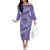 Tahitian Tiare Flower Family Matching Off The Shoulder Long Sleeve Dress and Hawaiian Shirt Violet Polynesian Pattern