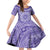 Tahitian Tiare Flower Family Matching Off Shoulder Short Dress and Hawaiian Shirt Violet Polynesian Pattern