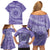 Tahitian Tiare Flower Family Matching Off Shoulder Short Dress and Hawaiian Shirt Violet Polynesian Pattern