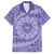 Tahitian Tiare Flower Family Matching Short Sleeve Bodycon Dress and Hawaiian Shirt Violet Polynesian Pattern