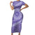 Tahitian Tiare Flower Family Matching Short Sleeve Bodycon Dress and Hawaiian Shirt Violet Polynesian Pattern