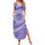 Tahitian Tiare Flower Family Matching Summer Maxi Dress and Hawaiian Shirt Violet Polynesian Pattern