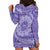 Tahitian Tiare Flower Hoodie Dress Violet Polynesian Pattern