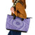 Tahitian Tiare Flower Leather Tote Bag Violet Polynesian Pattern