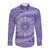 Tahitian Tiare Flower Long Sleeve Button Shirt Violet Polynesian Pattern