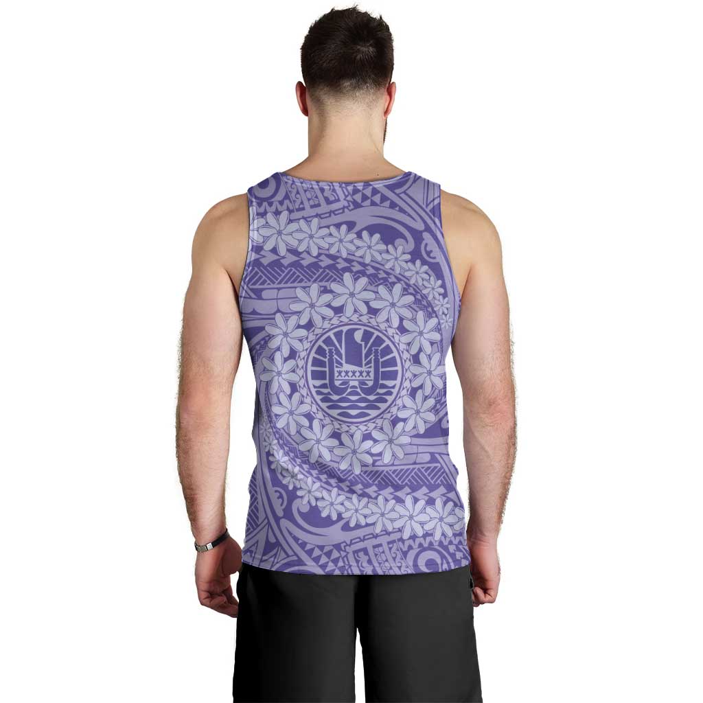Tahitian Tiare Flower Men Tank Top Violet Polynesian Pattern