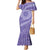 Tahitian Tiare Flower Mermaid Dress Violet Polynesian Pattern