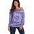 Tahitian Tiare Flower Off Shoulder Sweater Violet Polynesian Pattern