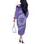 Tahitian Tiare Flower Off The Shoulder Long Sleeve Dress Violet Polynesian Pattern