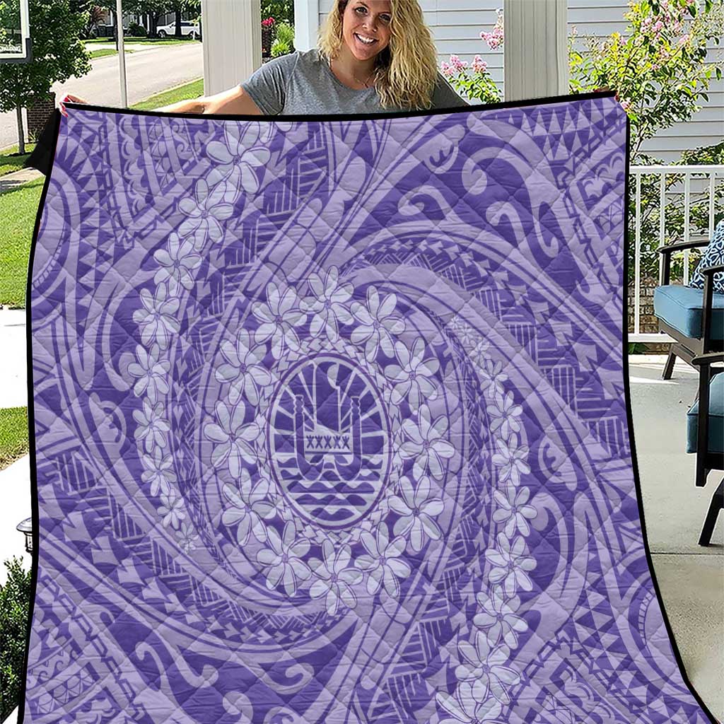 Tahitian Tiare Flower Quilt Violet Polynesian Pattern