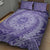 Tahitian Tiare Flower Quilt Bed Set Violet Polynesian Pattern