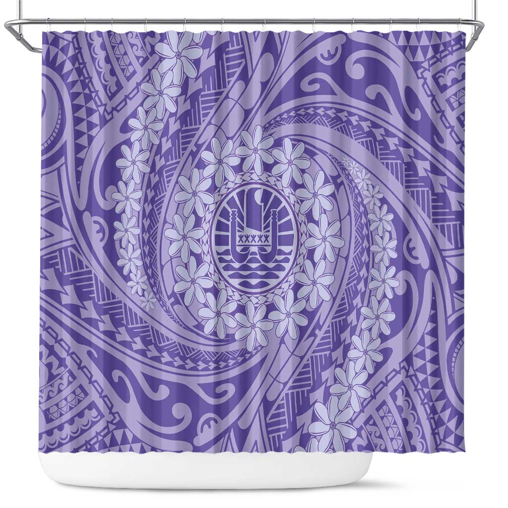 Tahitian Tiare Flower Shower Curtain Violet Polynesian Pattern