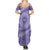 Tahitian Tiare Flower Summer Maxi Dress Violet Polynesian Pattern