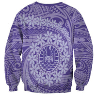 Tahitian Tiare Flower Sweatshirt Violet Polynesian Pattern