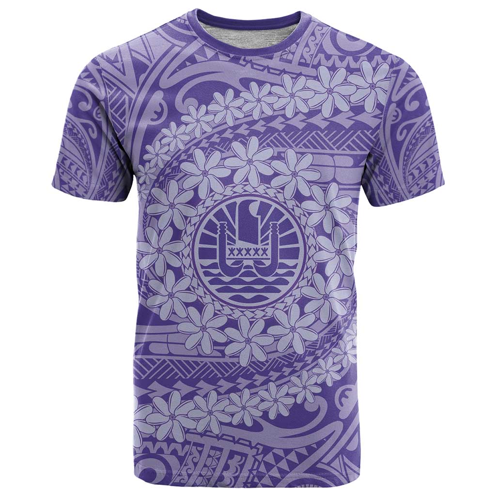 Tahitian Tiare Flower T Shirt Violet Polynesian Pattern