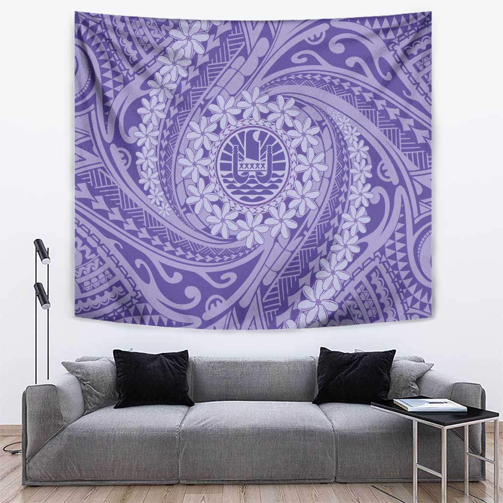 Tahitian Tiare Flower Tapestry Violet Polynesian Pattern