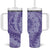 Tahitian Tiare Flower Tumbler With Handle Violet Polynesian Pattern