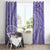 Tahitian Tiare Flower Window Curtain Violet Polynesian Pattern