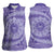 Tahitian Tiare Flower Women Sleeveless Polo Shirt Violet Polynesian Pattern