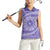 Tahitian Tiare Flower Women Sleeveless Polo Shirt Violet Polynesian Pattern